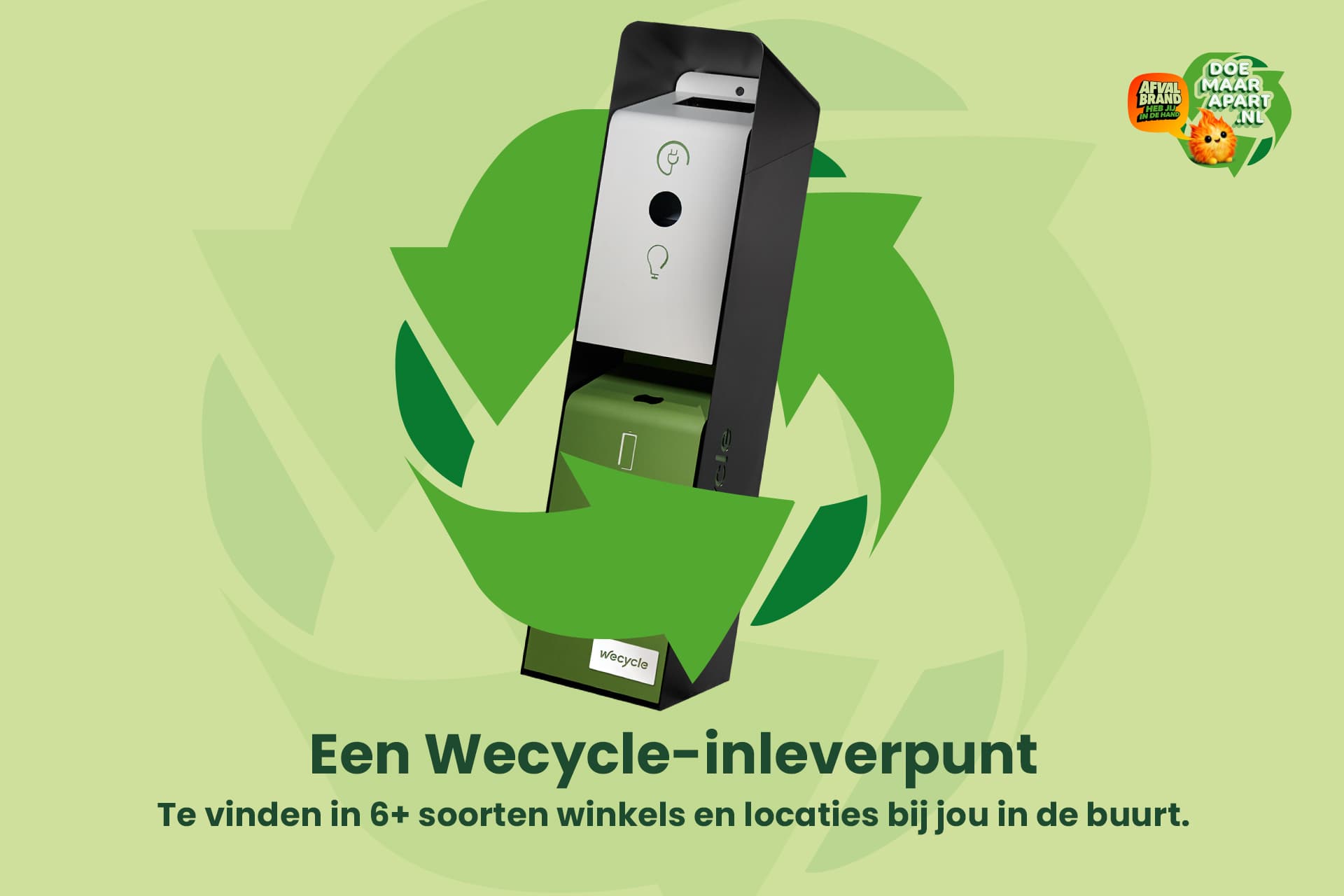 Een Wecycle-inleverpunt โ te vinden in 6+ soorten winkels en locaties bij jou in de buurt